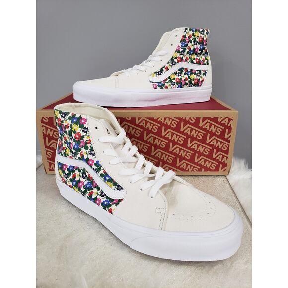 NEW‎ Vans Size 12 Women's Sk8-Hi Tapered Retro White Floral Sneakers Hippie Boho - Picture 9 of 9